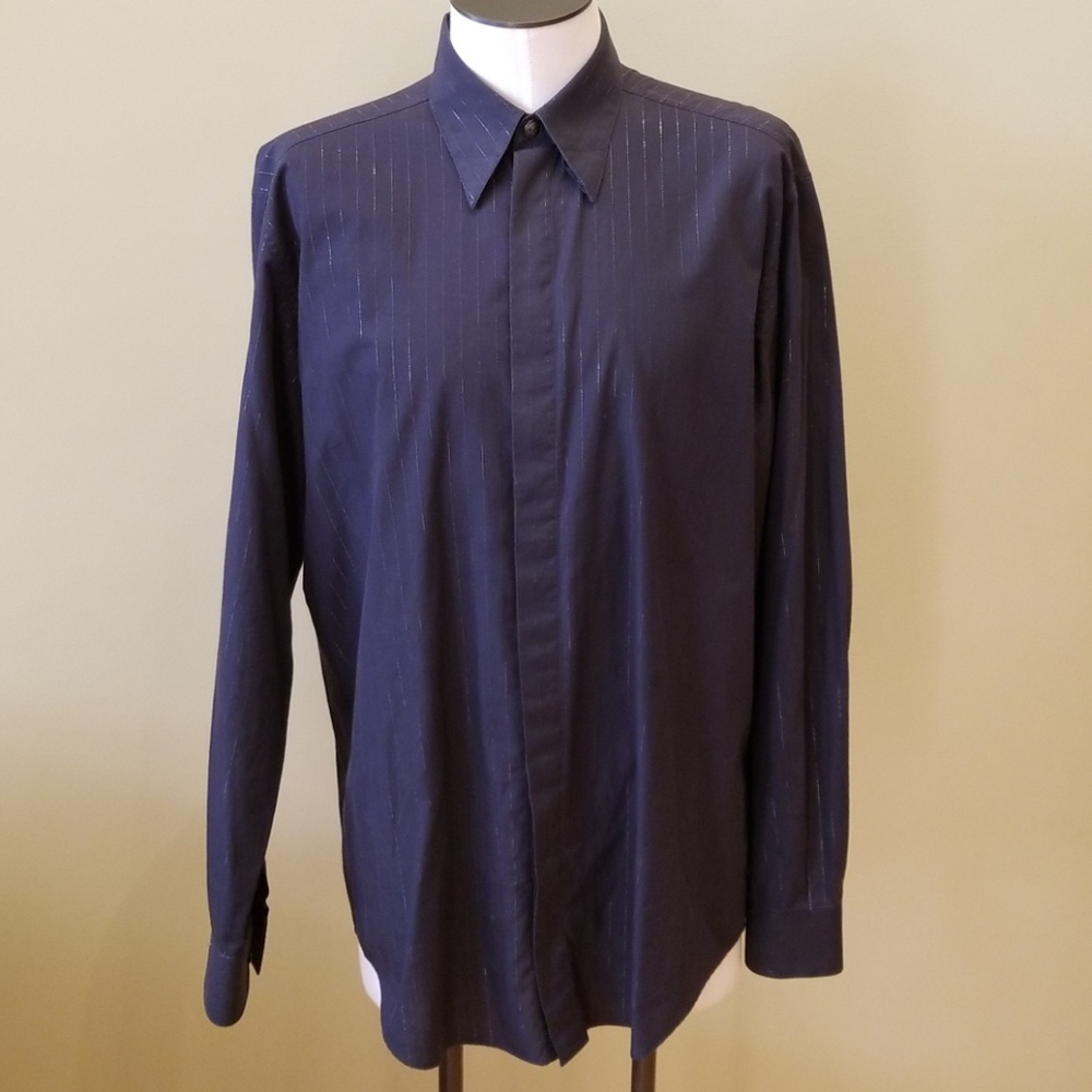 👔Versace Classic V2 Black Silver Striped Shirt👔